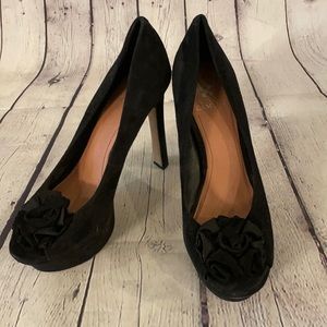 Vince Camuto Black Heels with Floral Detail